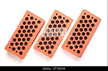 Brown bricks on white background Stock Photo