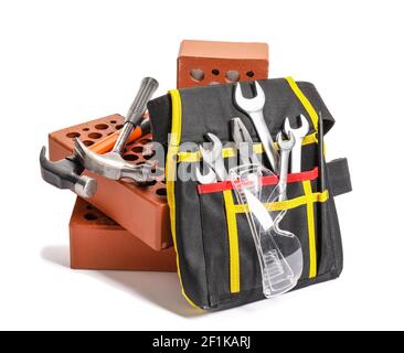 Set of construction tools on white background Stock Photo