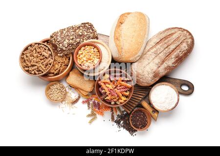 Set of different products on white background Stock Photo