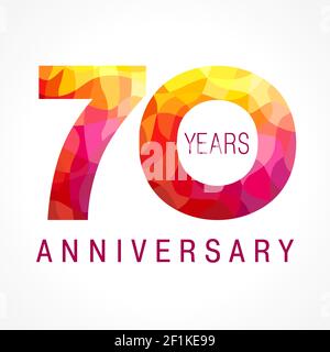 70 years old celebrating fiery logo. Anniversary flamed year of 70 th. Vector congrats flamy 0 numbers. Flaming greetings celebrates with volume. Stai Stock Vector