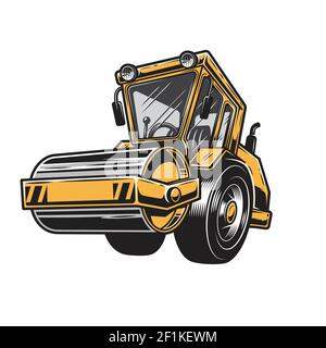 Vector illustration of  color steamroller on white background Stock Vector