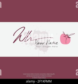 W H WH Initial letter handwriting and signature logo. Beauty vector initial logo .Fashion, boutique, floral and botanical Stock Vector