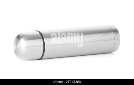 Modern thermos on white background Stock Photo