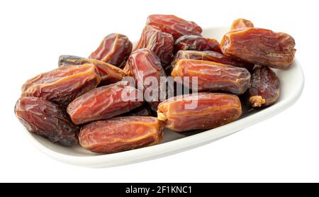 medina dates fruit isolated on white background. ramadan kareem Stock Photo