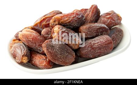 Medjoul dates fruit isolated on white background. ramadan kareem Stock Photo
