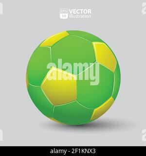 Soccer ball in green and yellow realistic isolated Stock Vector