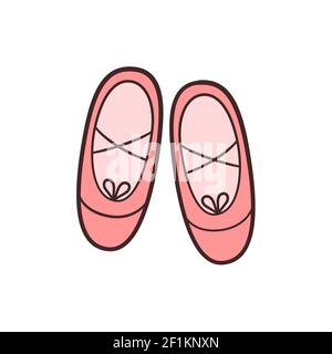 Ballet shoes. Accessories for dancing classes. Isolated vector illustration in doodle style Stock Vector