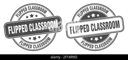 flipped classroom stamp. flipped classroom sign. round grunge label Stock Vector