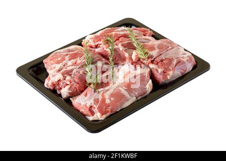 Raw fresh lamb meat isolated on white background Stock Photo
