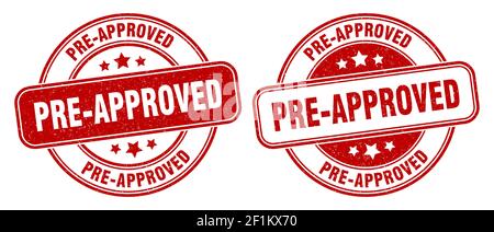 pre-approved stamp. pre-approved sign. round grunge label Stock Vector
