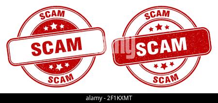 scam stamp. scam sign. round grunge label Stock Vector