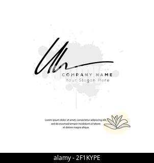 U H UH Initial letter handwriting and signature logo. Beauty vector initial logo .Fashion, boutique, floral and botanical Stock Vector