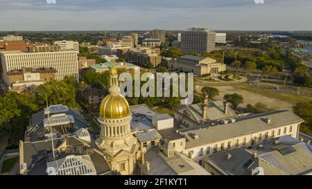 Waterfront Section Trenton New Jersey Delaware River and Capital Statehouse Stock Photo