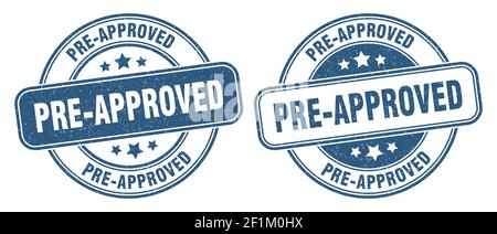 pre-approved stamp. pre-approved sign. round grunge label Stock Vector