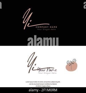 Y I YI Initial letter handwriting and signature logo. Beauty vector initial logo .Fashion, boutique, floral and botanical Stock Vector