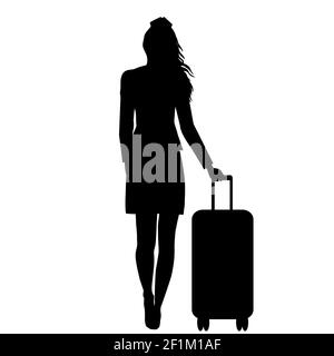 Silhouette of stewardess woman isolated on white background Stock Vector