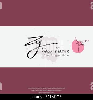 Z G ZG Initial letter handwriting and signature logo. Beauty vector initial logo .Fashion, boutique, floral and botanical Stock Vector