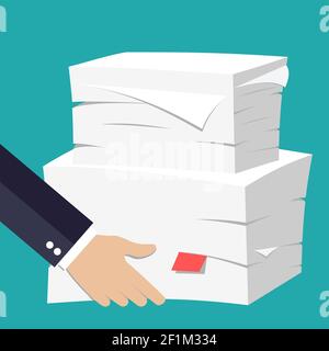 hand hold Stack of papers Stock Vector