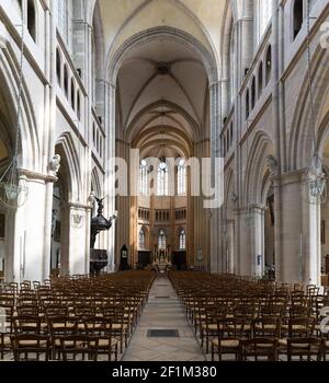 Interior view of the Dijon cathedral Stock Photo