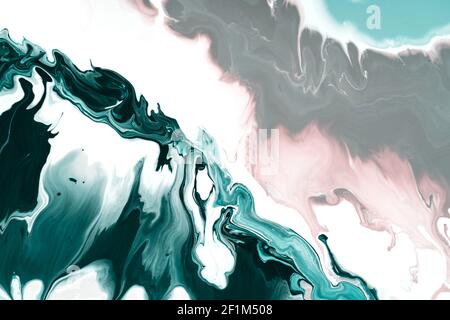Fluid Art. Mixing paints. Marble texture. Stock Photo