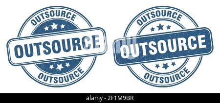 outsource stamp. outsource sign. round grunge label Stock Vector
