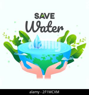 save water graphic design vector or background greeting card or poster for campaign Stock Vector