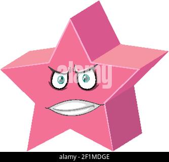 Pentagrammic prism cartoon character with face expression on white background illustration Stock Vector