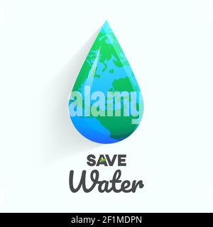 save water graphic design vector or background greeting card or poster for campaign Stock Vector