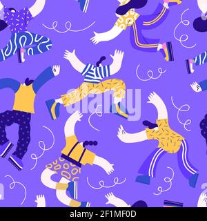 People group seamless pattern illustration, colorful men and women character background in modern flat cartoon style for friendship or social concept. Stock Vector