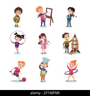 Children hobbies set with music painting sport cooking and designing  interests isolated vector illustration Stock Vector Image & Art - Alamy