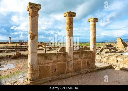 Ancient ruins in Paphos Archaeological Park - Cyprus Stock Photo