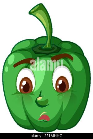 Capsicum cartoon character with facial expression illustration Stock Vector