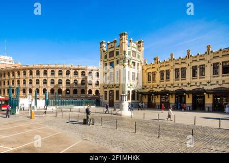 Valencia, Spain - 5 June 2017: The North Station (Estacio del Nord) - is the main railway station in Valencia, Spain Stock Photo