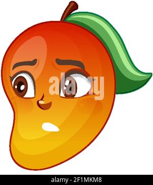 Mango cartoon character with facial expression illustration Stock Vector