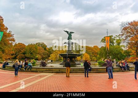 Bethesda Fountain in Autumn at Central Park in Manhattan, New York, USA Stock Photo