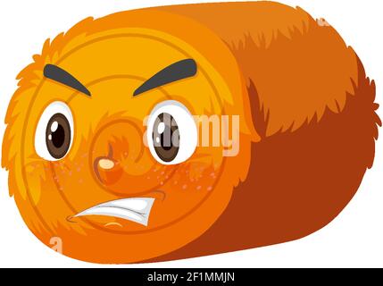 Round Hay Bale Cartoon Character With Facial Expression Illustration ...