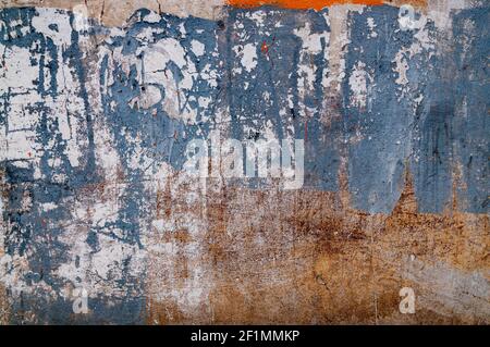 Blue concrete background with cracks and scratches Stock Photo
