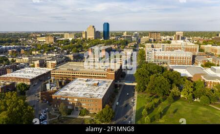 Clear Biright Late Summer Day Aerial View Lexington Kentucky Stock Photo