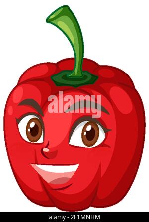 Capsicum cartoon character with facial expression illustration Stock Vector