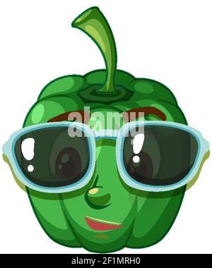 Capsicum cartoon character with facial expression illustration Stock Vector