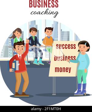 Motivative training colorful concept with people on coaching for personal growth and development vector illustration Stock Vector