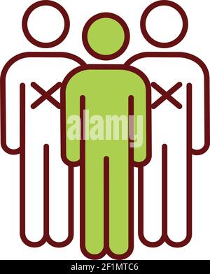 Person-to-person contact avoiding RGB color icon Stock Vector