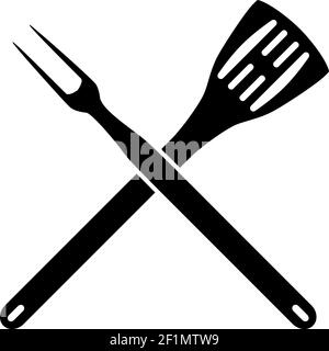 BBQ barbeque tools crossed Stock Vector
