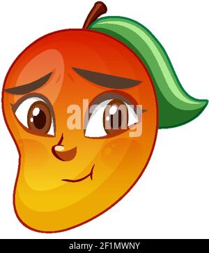 Mango cartoon character with facial expression illustration Stock Vector