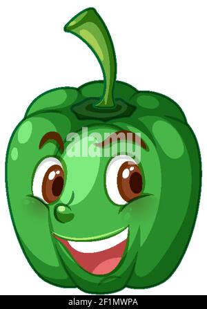 Capsicum cartoon character with facial expression illustration Stock Vector