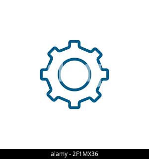 Gear Line Blue Icon On White Background. Blue Flat Style Vector Illustration. Stock Vector