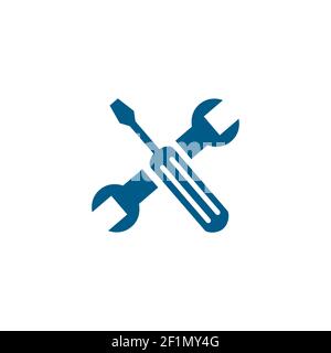 Screwdriver And Wrench Blue Icon On White Background. Blue Flat Style Vector Illustration. Stock Vector