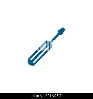 Screwdriver Blue Icon On White Background. Blue Flat Style Vector Illustration. Stock Vector