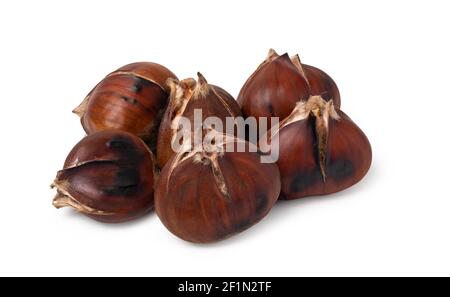 Chestnuts on a white background Stock Photo