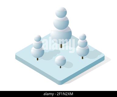 Winter snowy Christmas icon nature trees forest Stock Vector